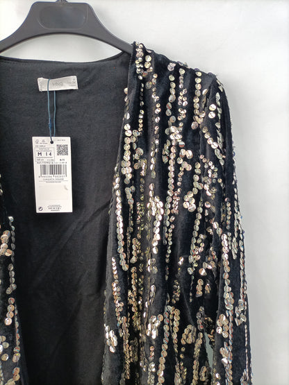 MANGO. Chaqueta negra lentejuelas T.m