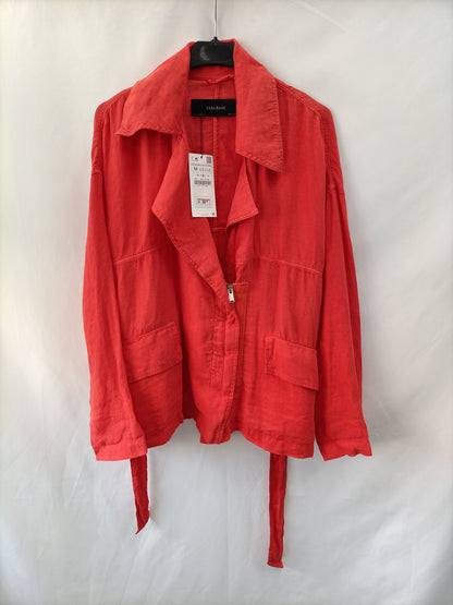 ZARA. Red linen jacket TM