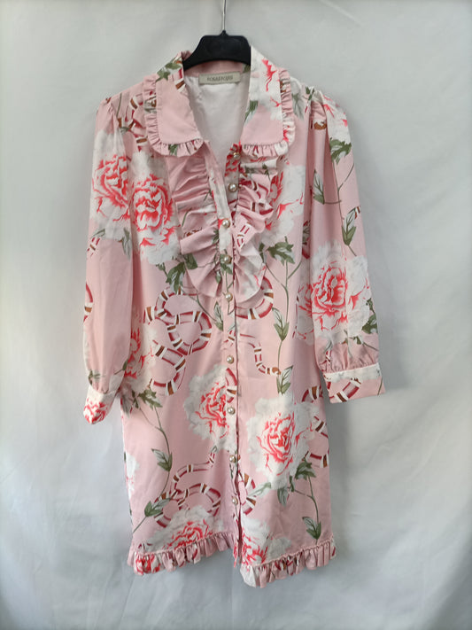 RED ROSES. Pink flower dress Tl