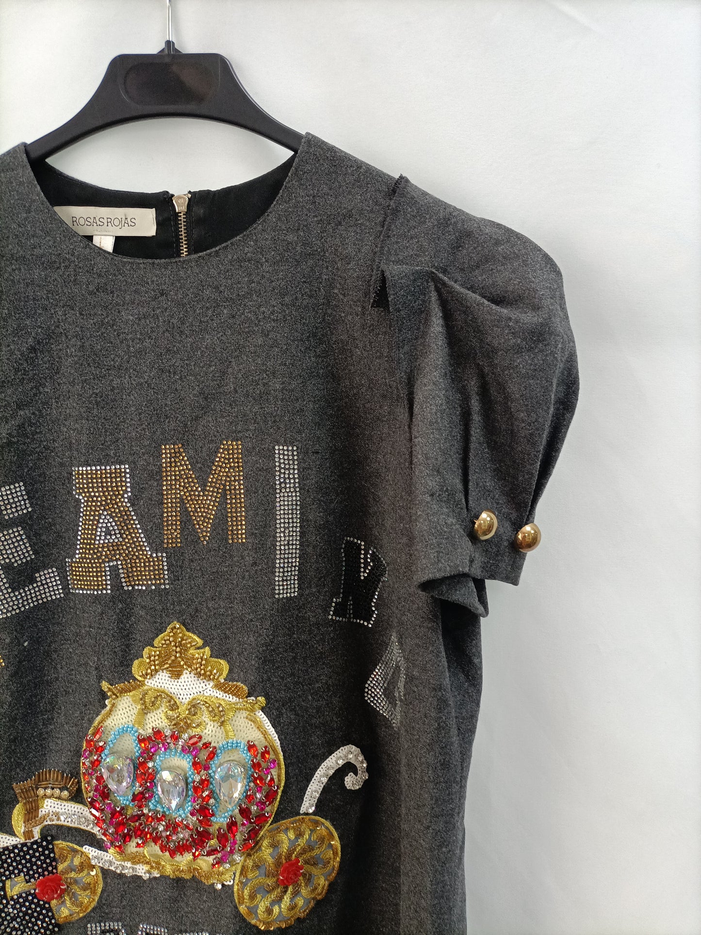 ROSASROJAS. Vestidos gris pedrería T.l