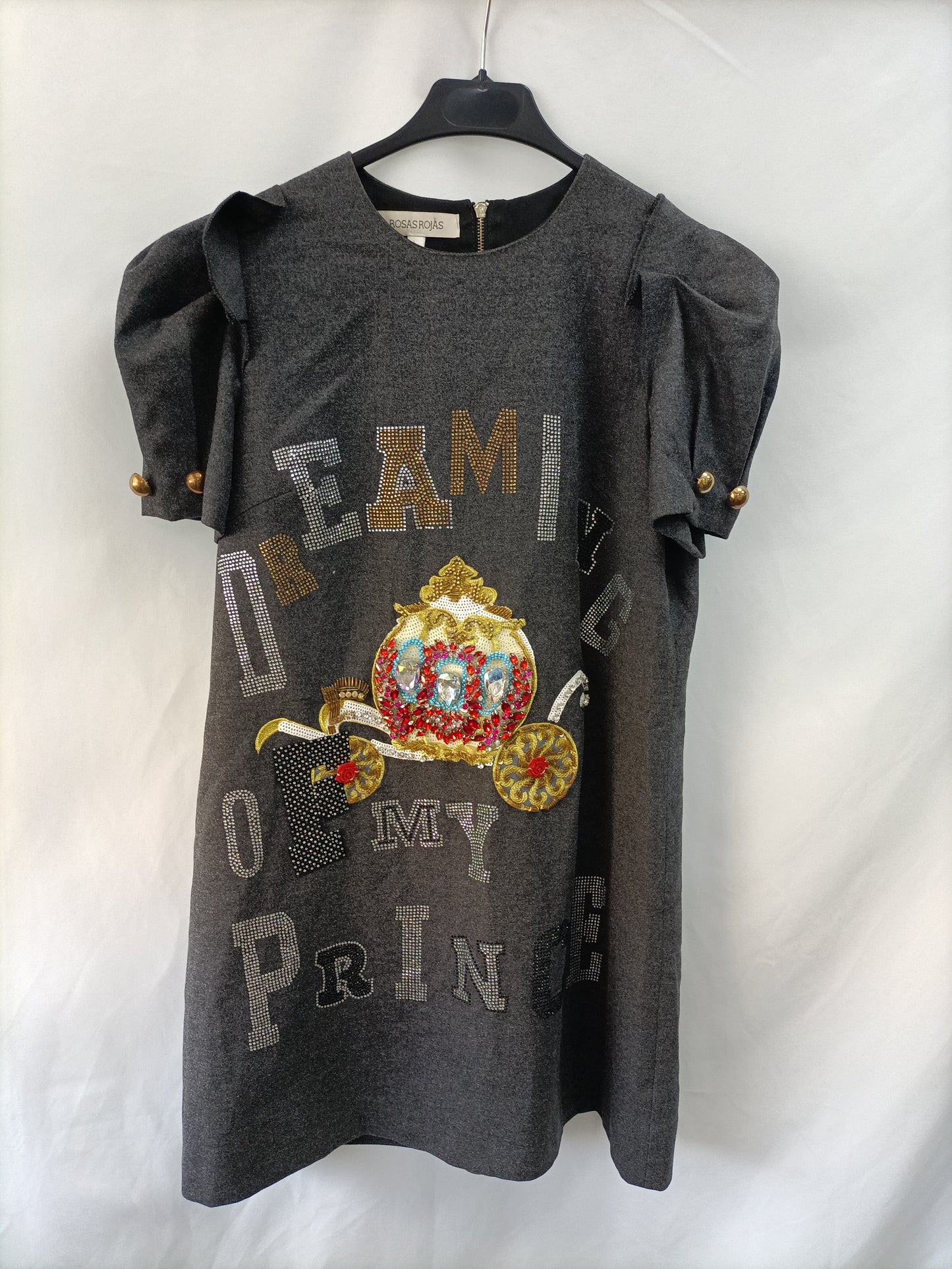 ROSASROJAS. Vestidos gris pedrería T.l