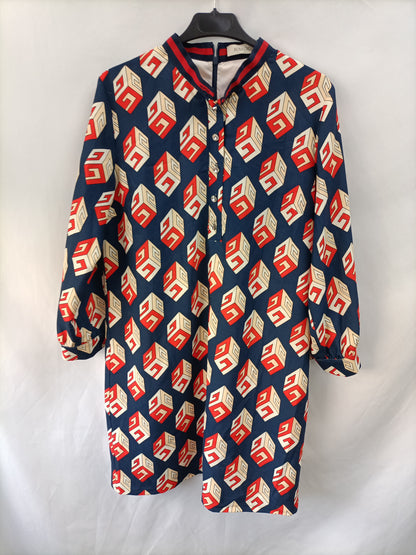 ROSASROJAS. Blue cube dress, size XL