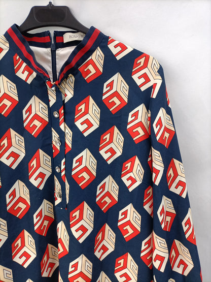 ROSASROJAS. Blue cube dress, size XL