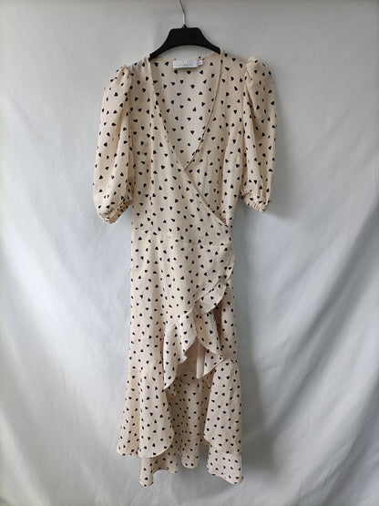 LAURELLA. Vestido beige corazones T.s