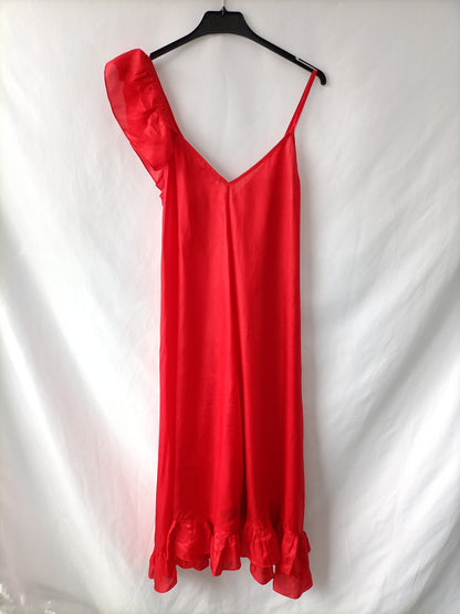 MES MADMOISELLE. Vestido rojo midi T.36