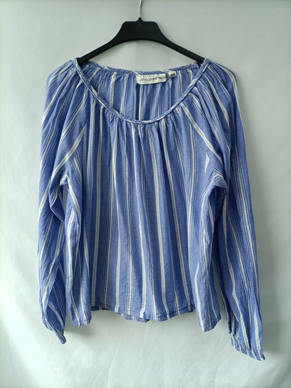 H&M. Blusa azul rayas. T.u(m)