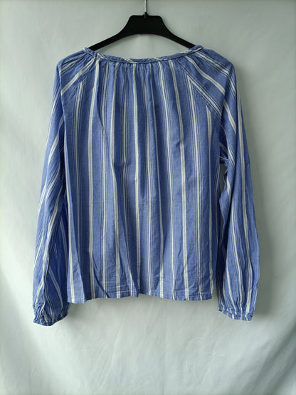 H&M. Blusa azul rayas. T.u(m)