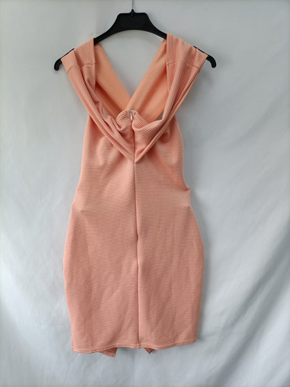 MISSGUIDED. Vestido salmon ajustado T.u (l)