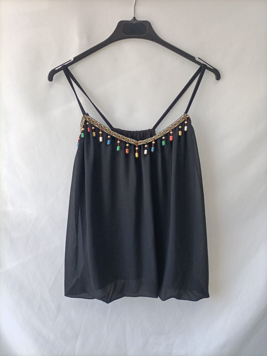 OTRAS. Top negro abalorios T.u(s)