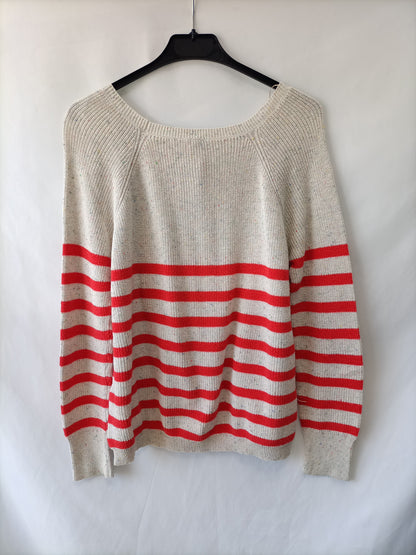 PULL&BEAR. Jersey beige rayas T.s