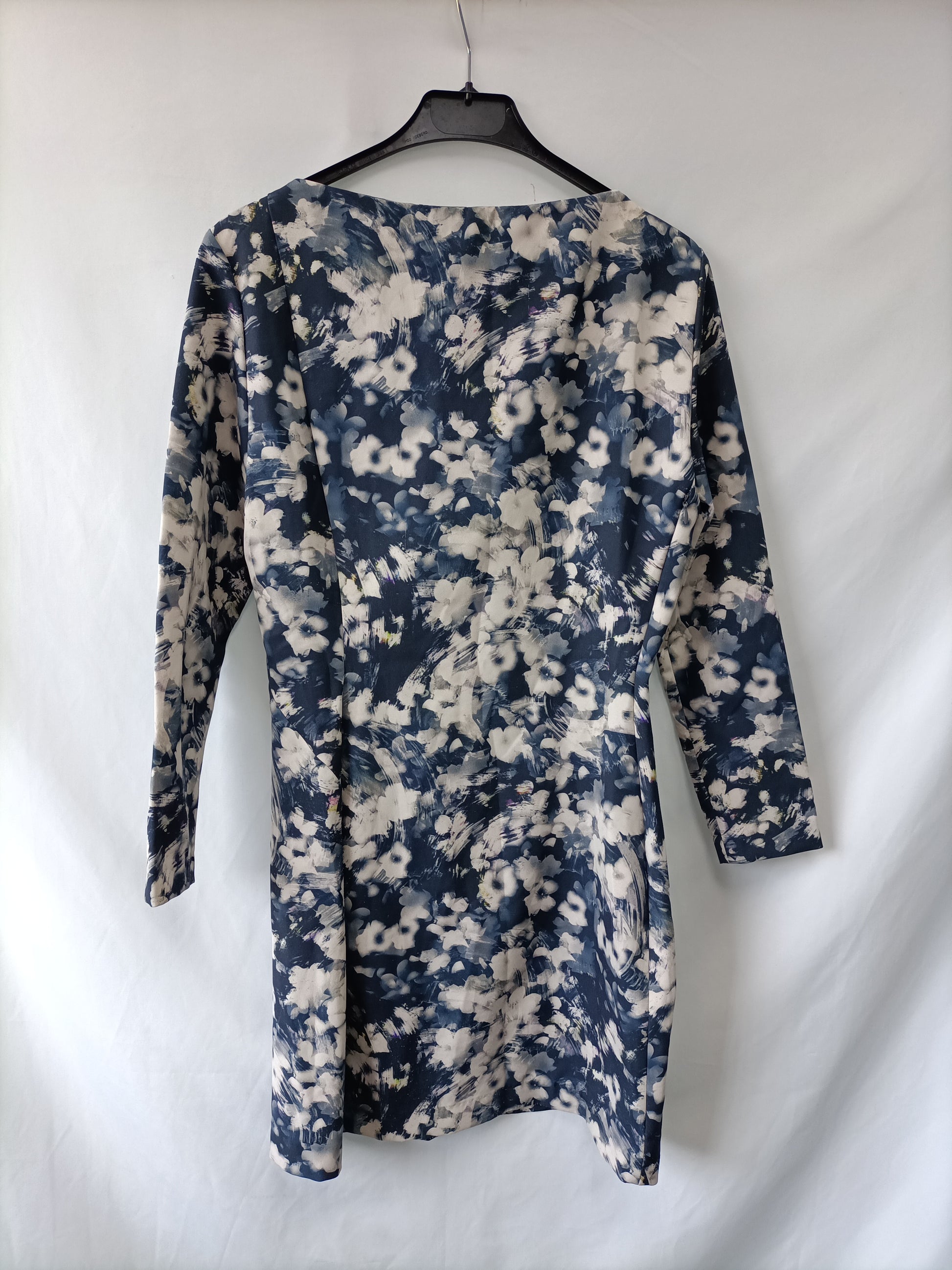 zara blue and white floral dress zara floral dress blue Zara Blue White Floral Plunge V-Neck 3/4 Balloon Sleeve Midi Maxi A-li Brie-parroquiadesanalbertomagno.com