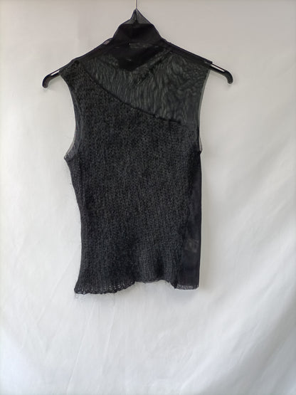 RAFSOCOLLECTIONBCN. Top negro doble textura T.xs