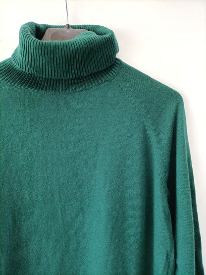 MASSIMO DUTTI.Jersey verde  100% cashmere T.L