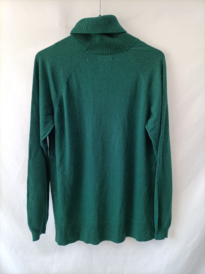 MASSIMO DUTTI.Jersey verde  100% cashmere T.L