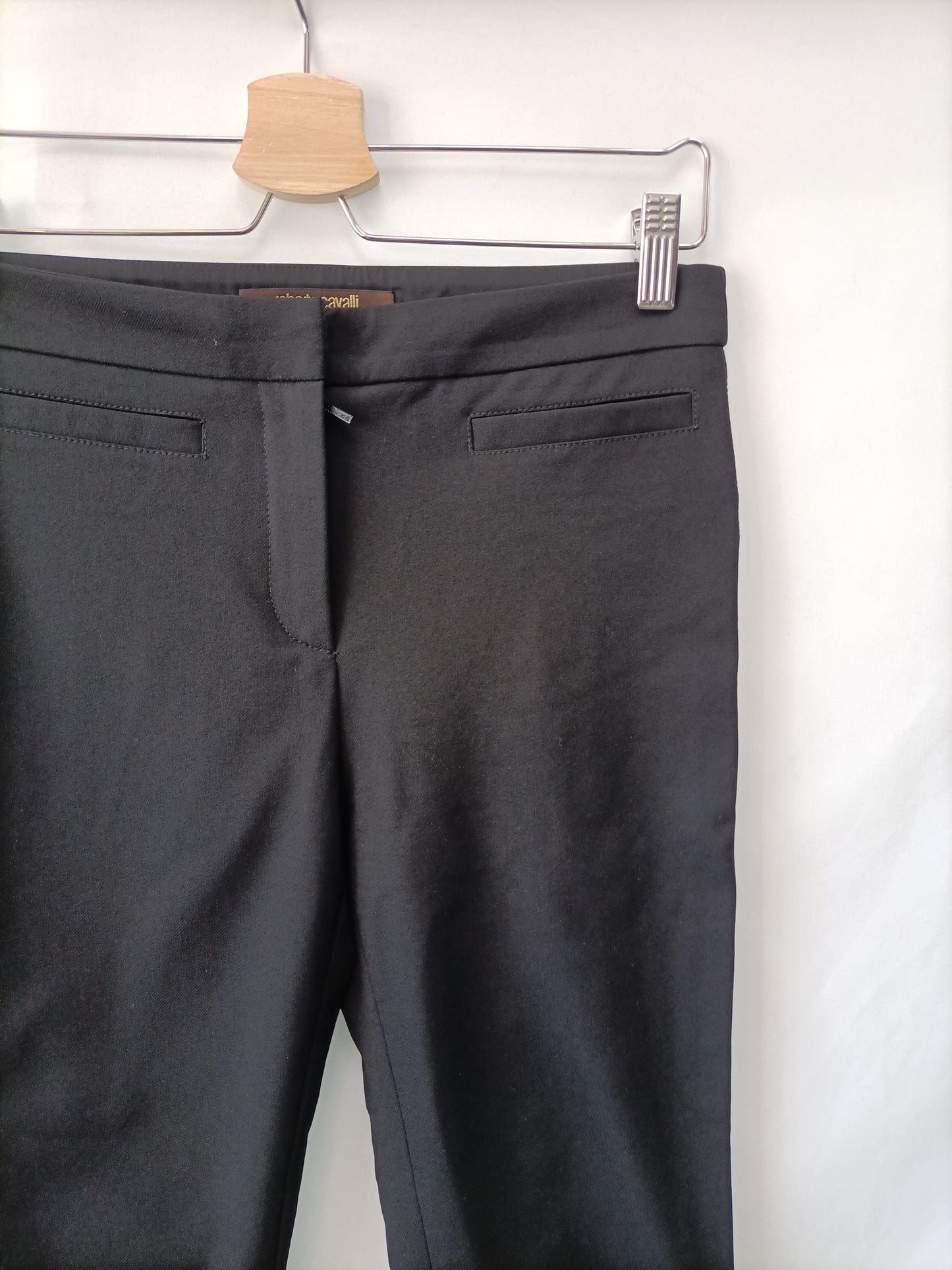 ROBERTO CAVALLI. Slim-fit black trousers, size 36 (40 IT)