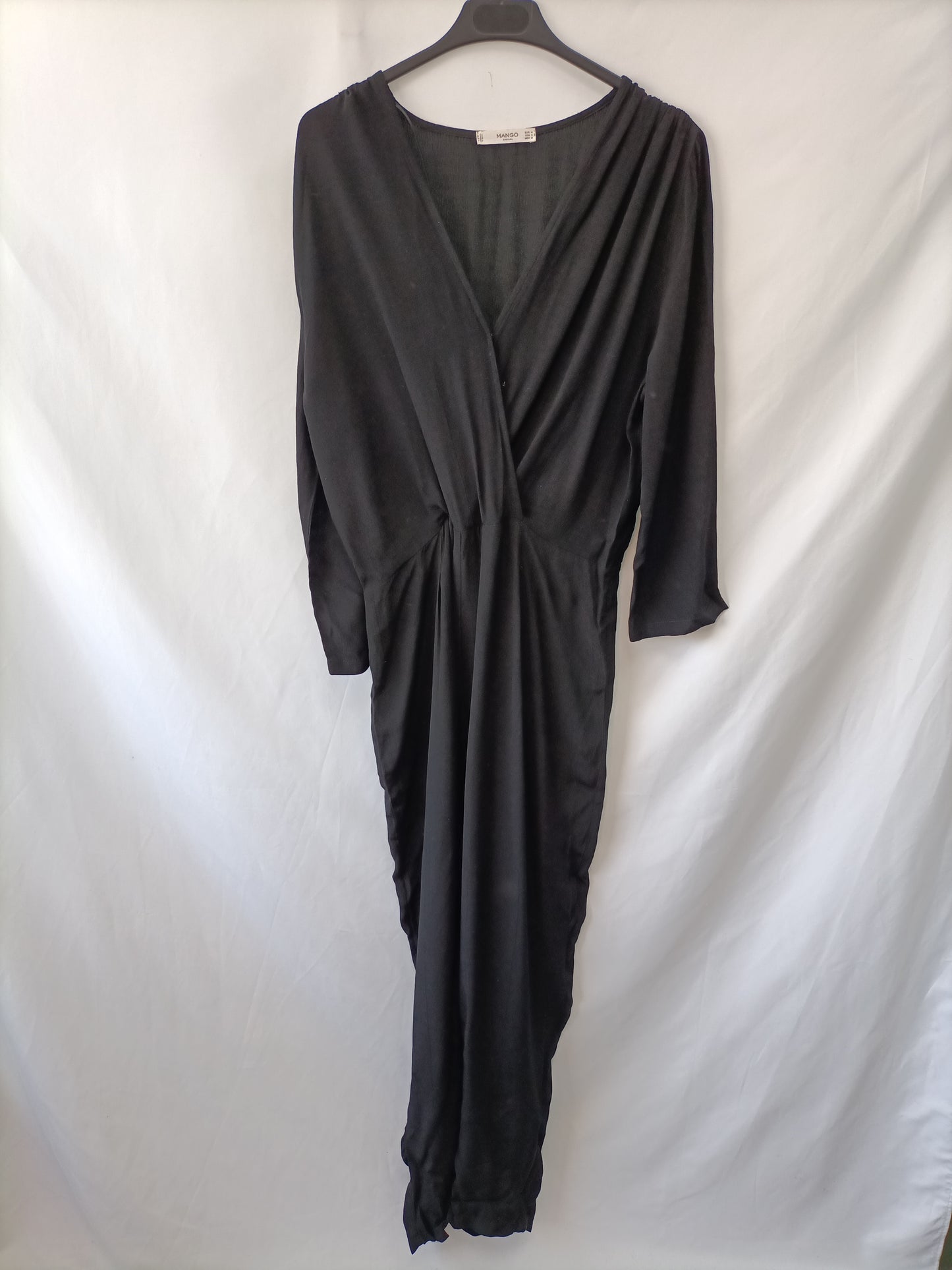 MANGO. Black Fluid Tm Jumpsuit