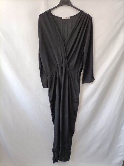 MANGO. Black Fluid Tm Jumpsuit