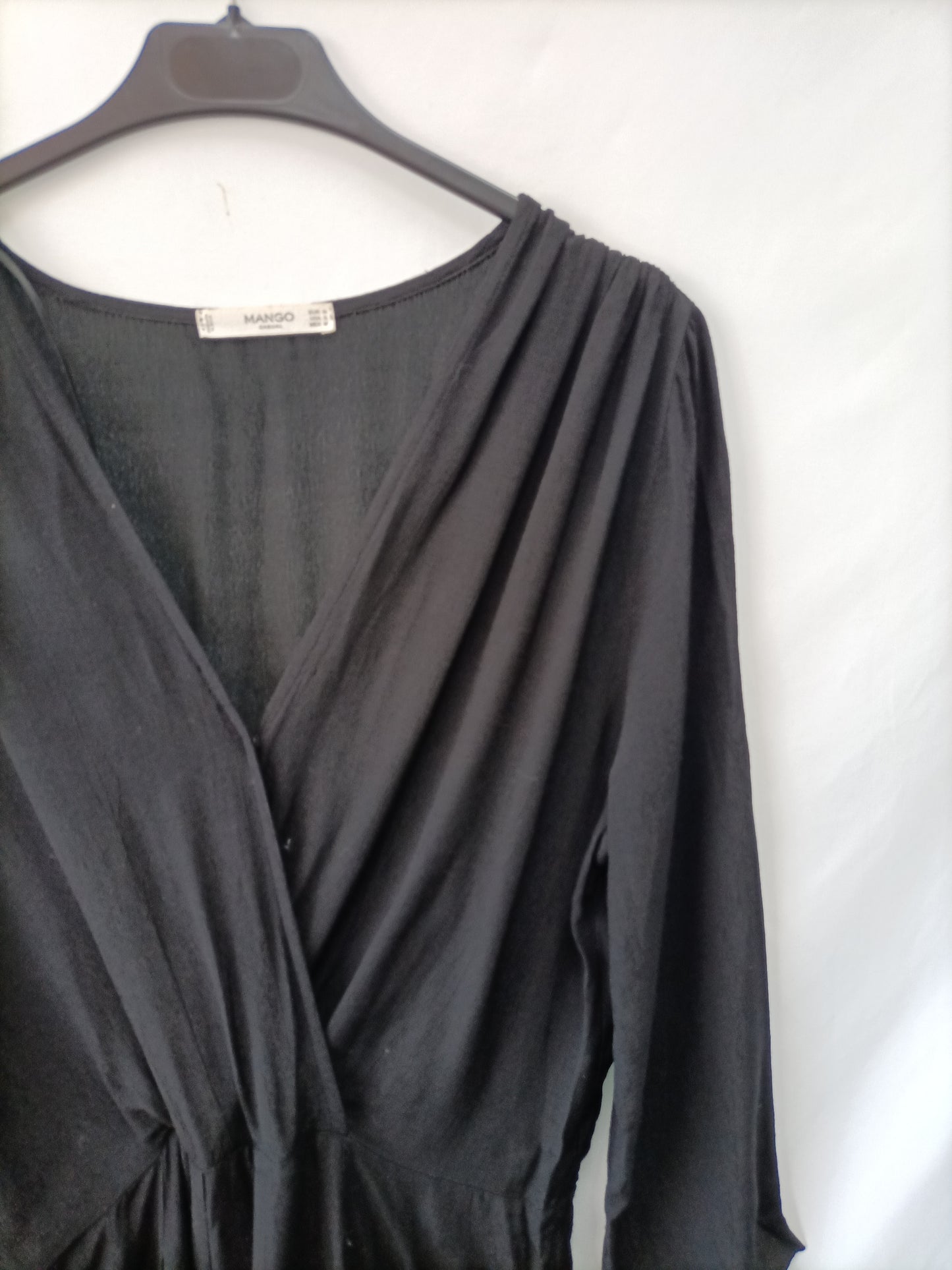 MANGO. Black Fluid Tm Jumpsuit