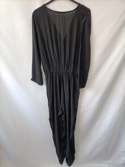 MANGO. Black Fluid Tm Jumpsuit