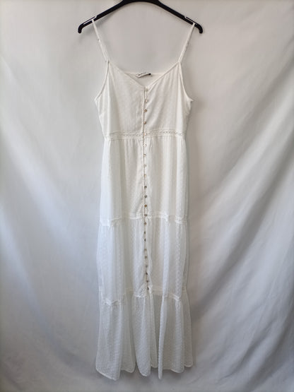 STRADIVARIUS. Vestido largo plumeti. T.m