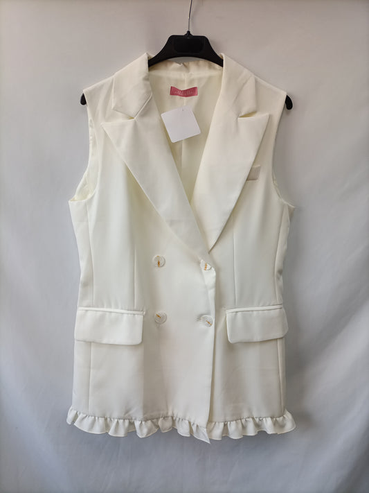 ALLO ALLO. Chaleco blanco cruzado  T.u(l)