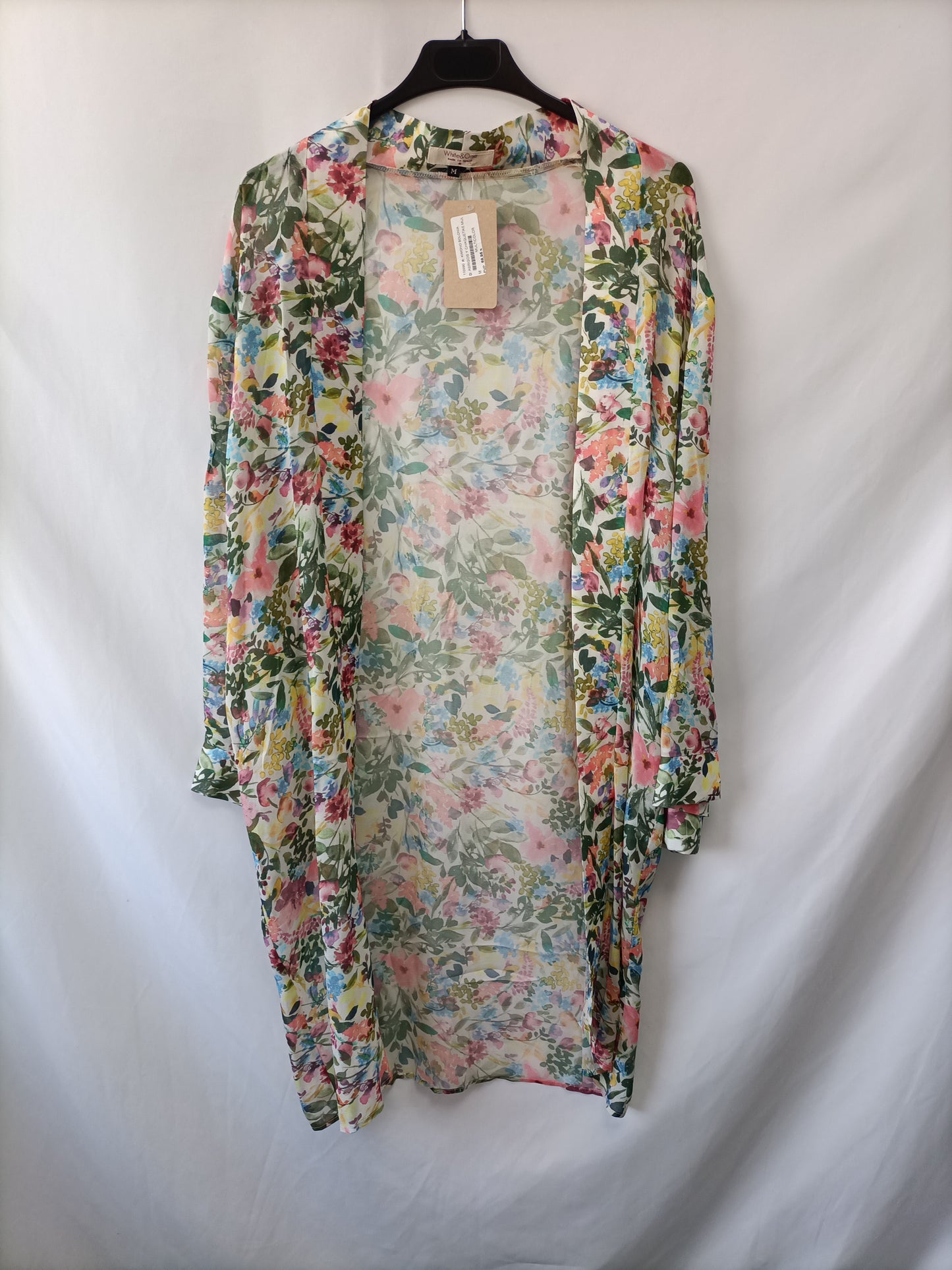 WHITE&ONE. Kimono fluido flores  T.m