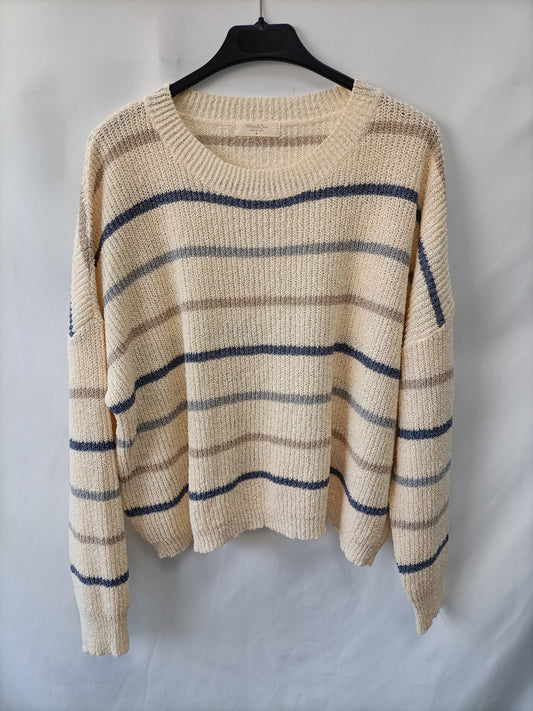 WHITE&ONE.  Jersey beige rayas T.m