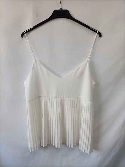 BIMANI. Top blanco plisado T.m