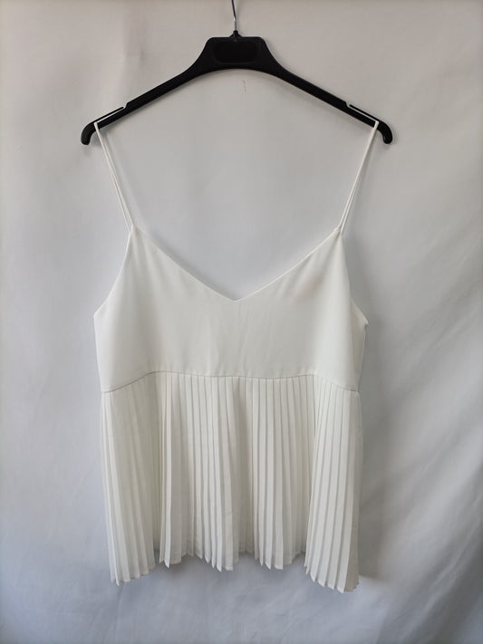 BIMANI. Top blanco plisado T.m