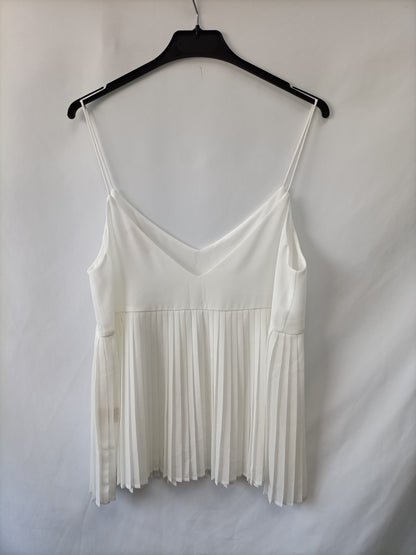 BIMANI. Top blanco plisado T.m
