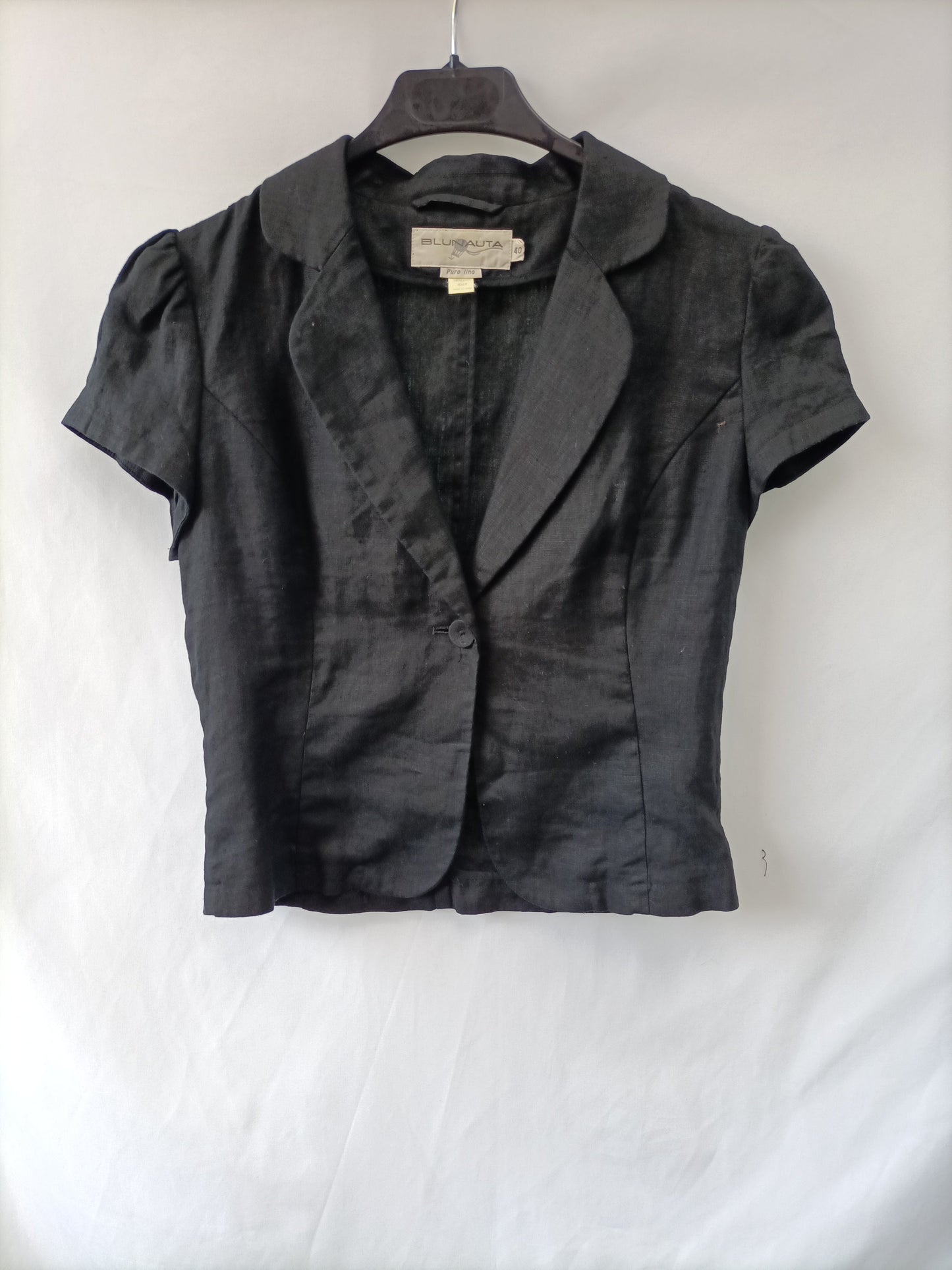 BLUNAUTA.Camisa negra lino T.40