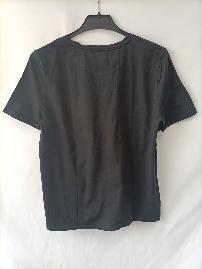 ZARA. Camiseta básica negra T.m
