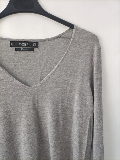 MANGO. Gray cashmere Ts sweater