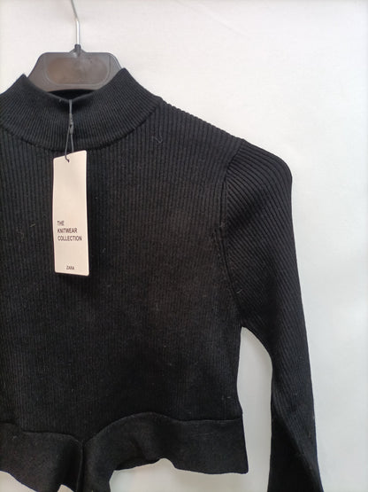 ZARA. Croptop negro canalé T.m