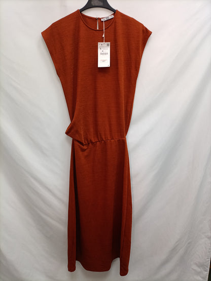 ZARA. Vestido midi teja T.s