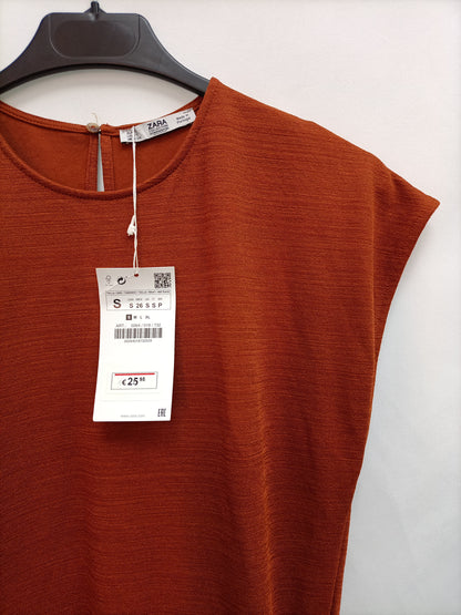 ZARA. Vestido midi teja T.s