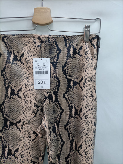 LEFTIES. Animal print faux leather trousers, size 36