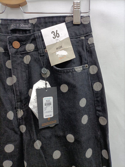 PRIMARK. Pantalón negro lunares T.36
