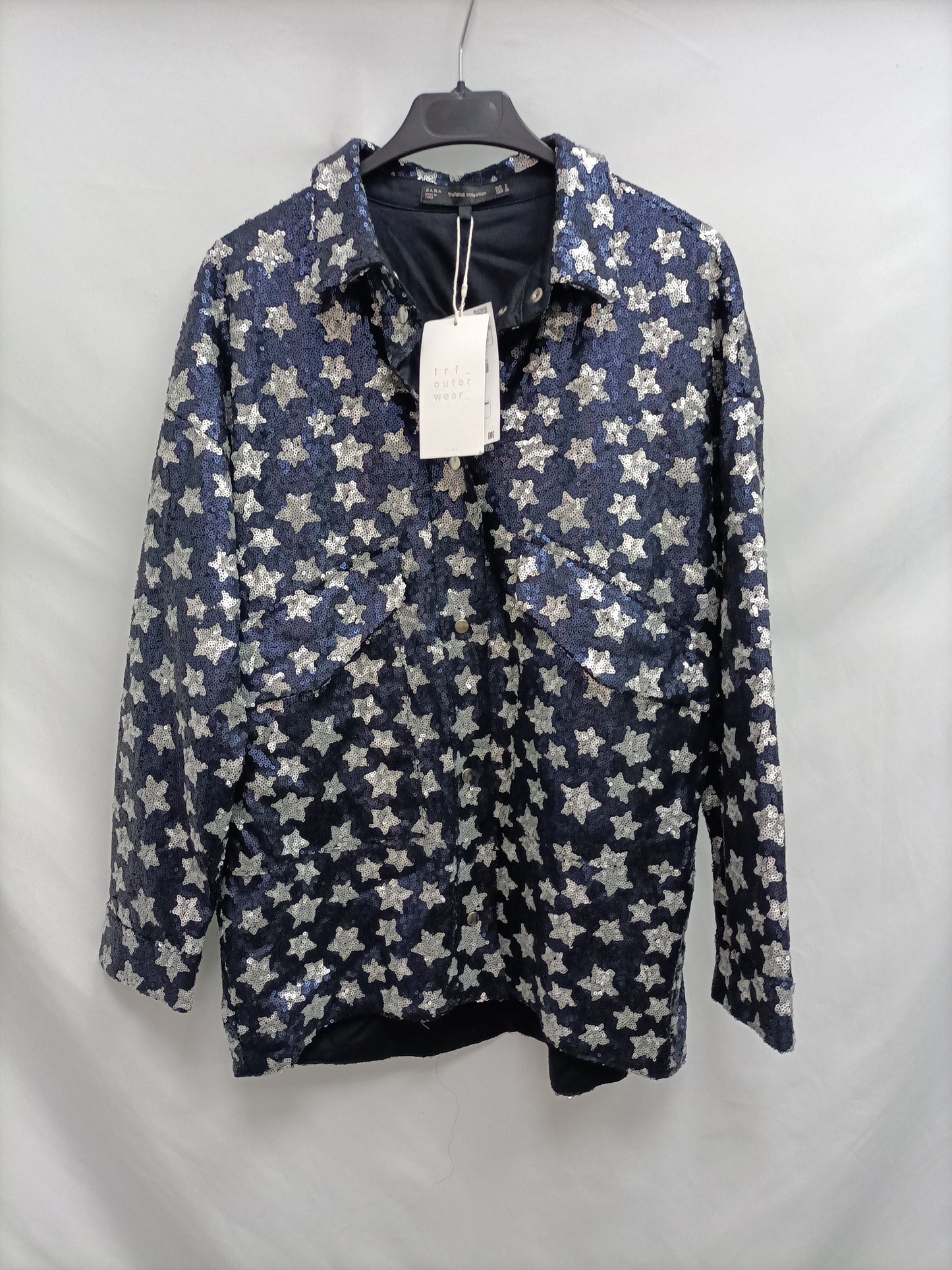 ZARA. Cazadora lentejuelas estrellas T.s