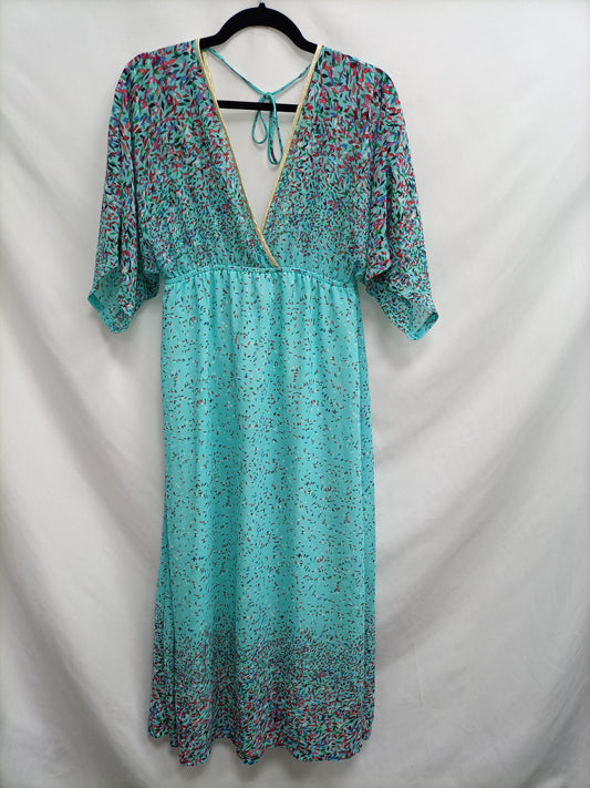 GOLD& SILVER. Vestido largo turquesa T.2(m)