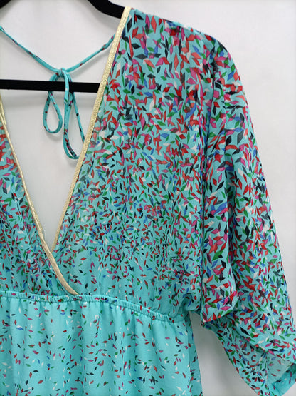 GOLD& SILVER. Vestido largo turquesa T.2(m)