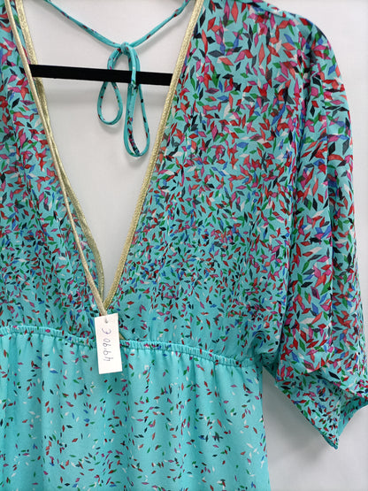 GOLD& SILVER. Vestido largo turquesa T.2(m)