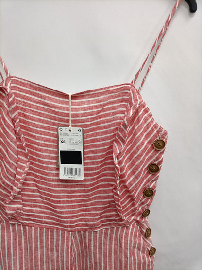 MANGO. Mono fluido lino rayas T.xs