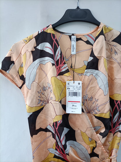 MANGO. Vestido midi flores T.xs