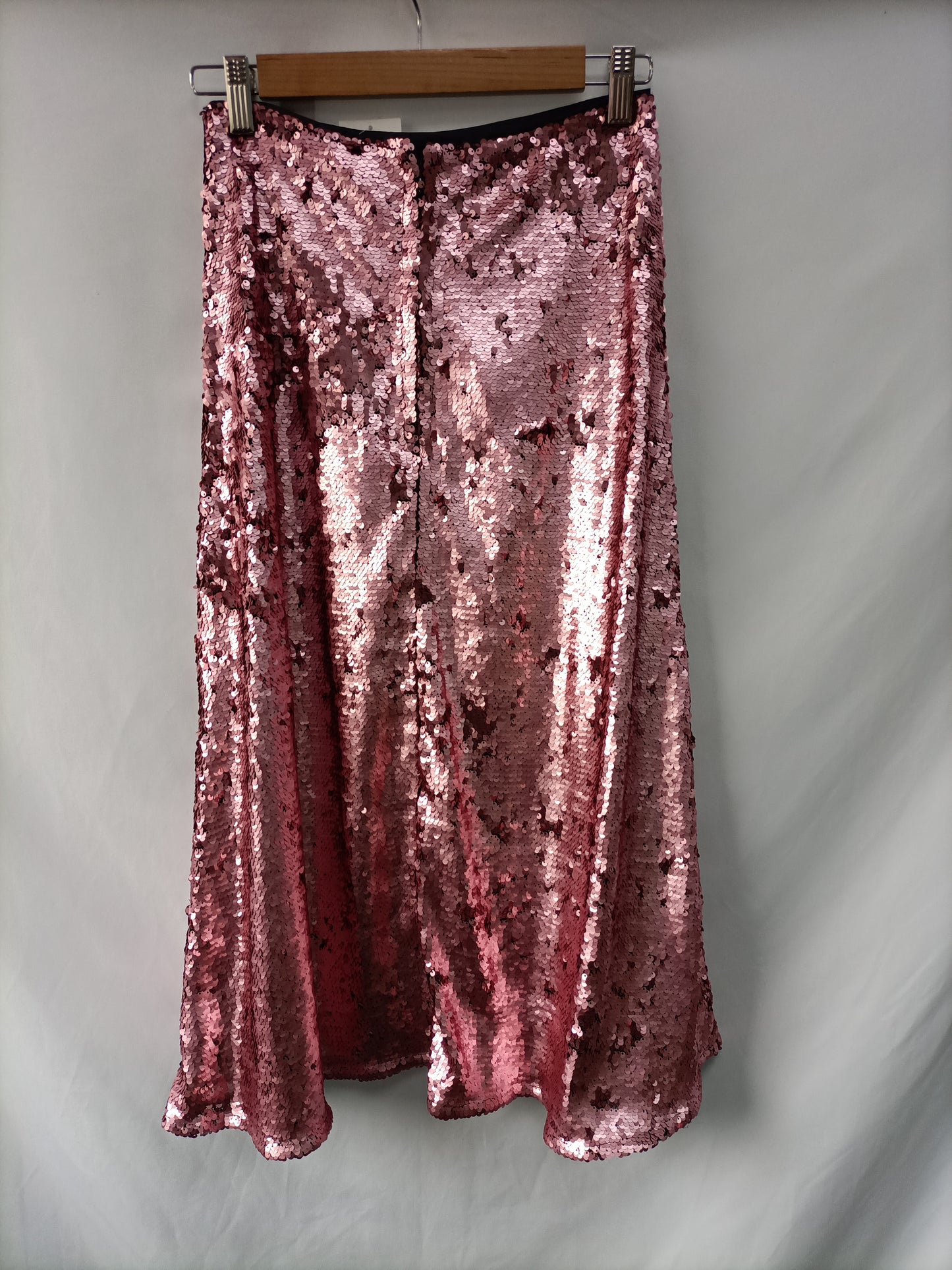 H&M. Falda rosa lentejuelas T.34