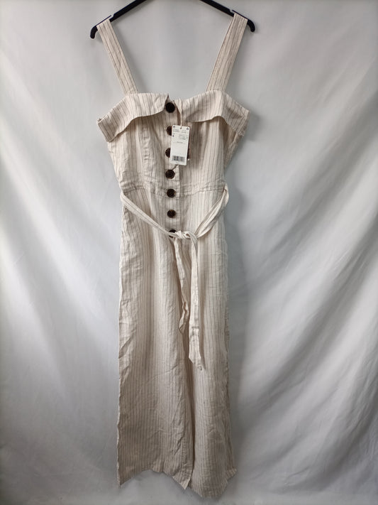 MANGO. Mono beige de lino T.s