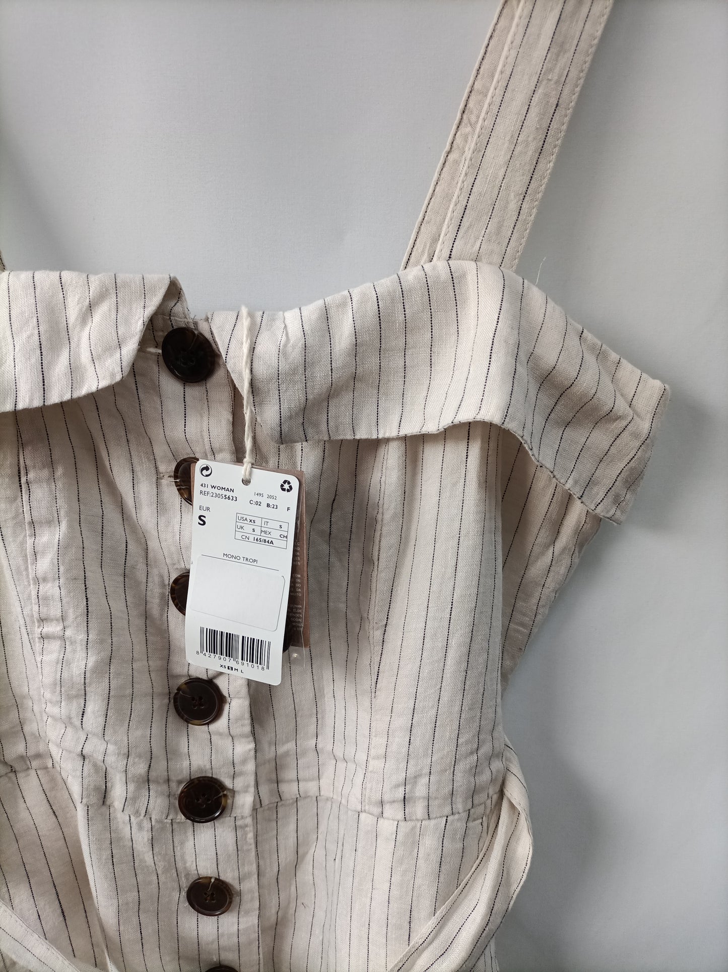 MANGO. Mono beige de lino T.s