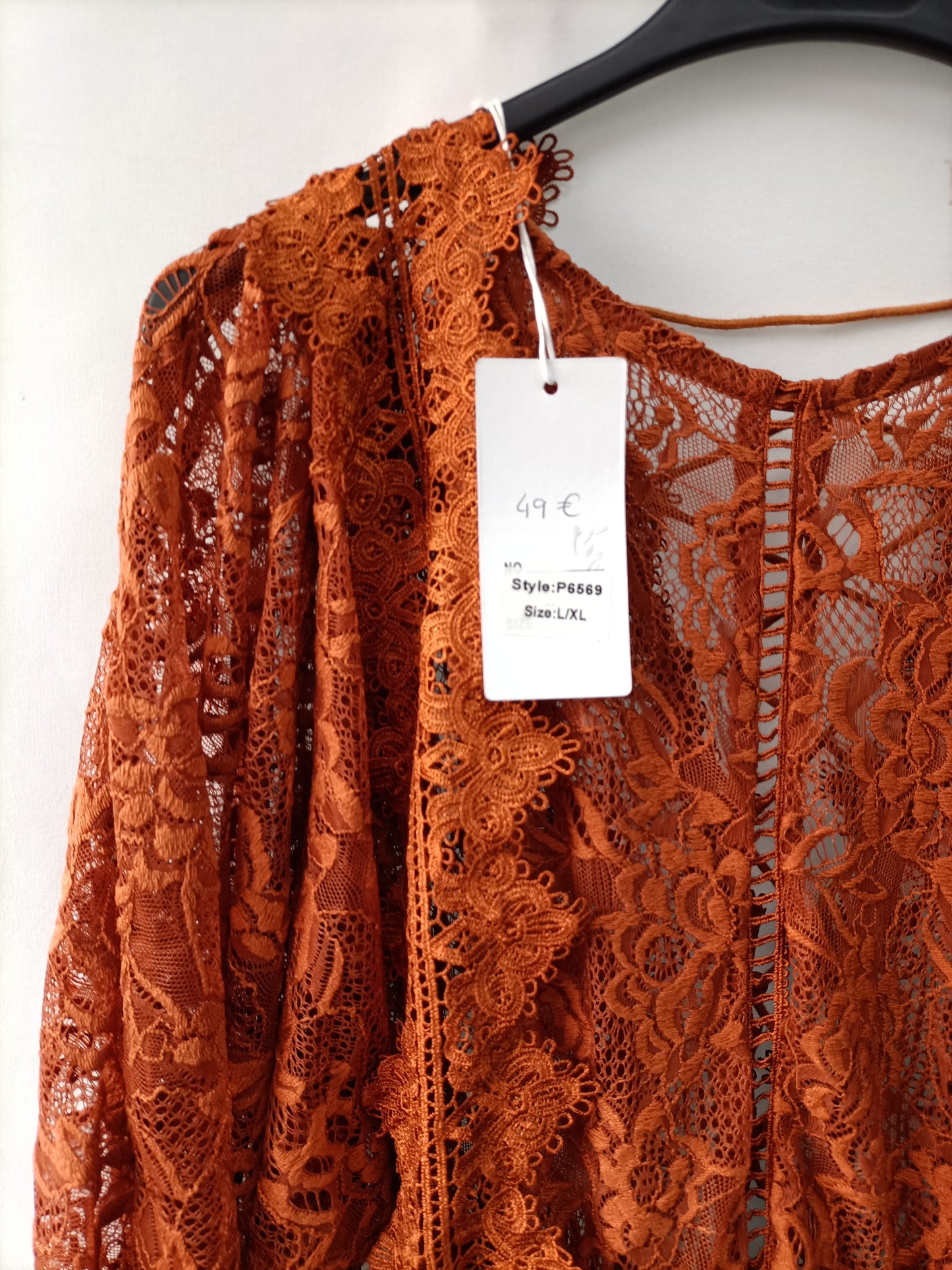 PACCIO. Vestido encaje teja T.l/xl