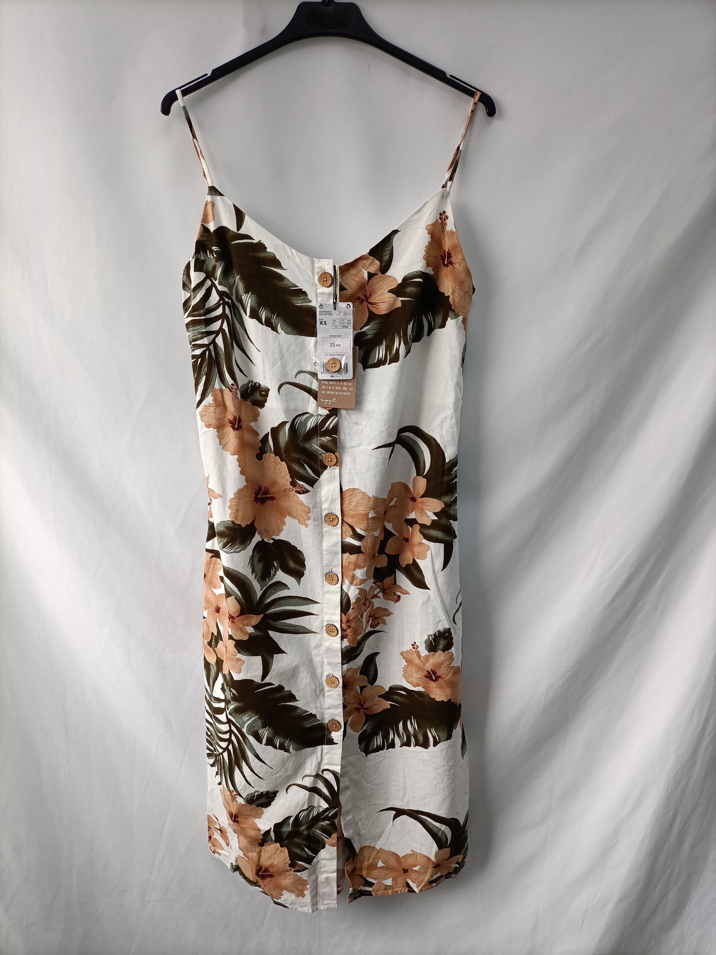 MANGO. Vestido midi de lino T.xs