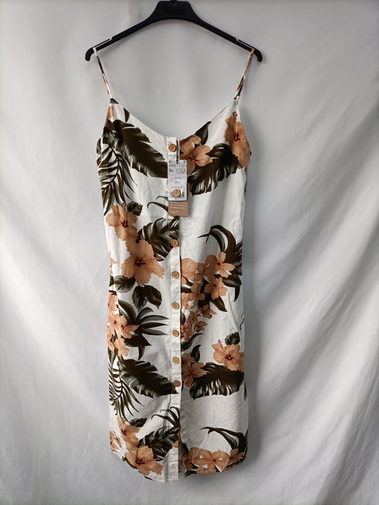 MANGO. Vestido midi de lino T.xs